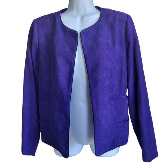 Vintage Perceptions Petite Purple Faux Suede Open Jacket Size 10P - Picture 1 of 6